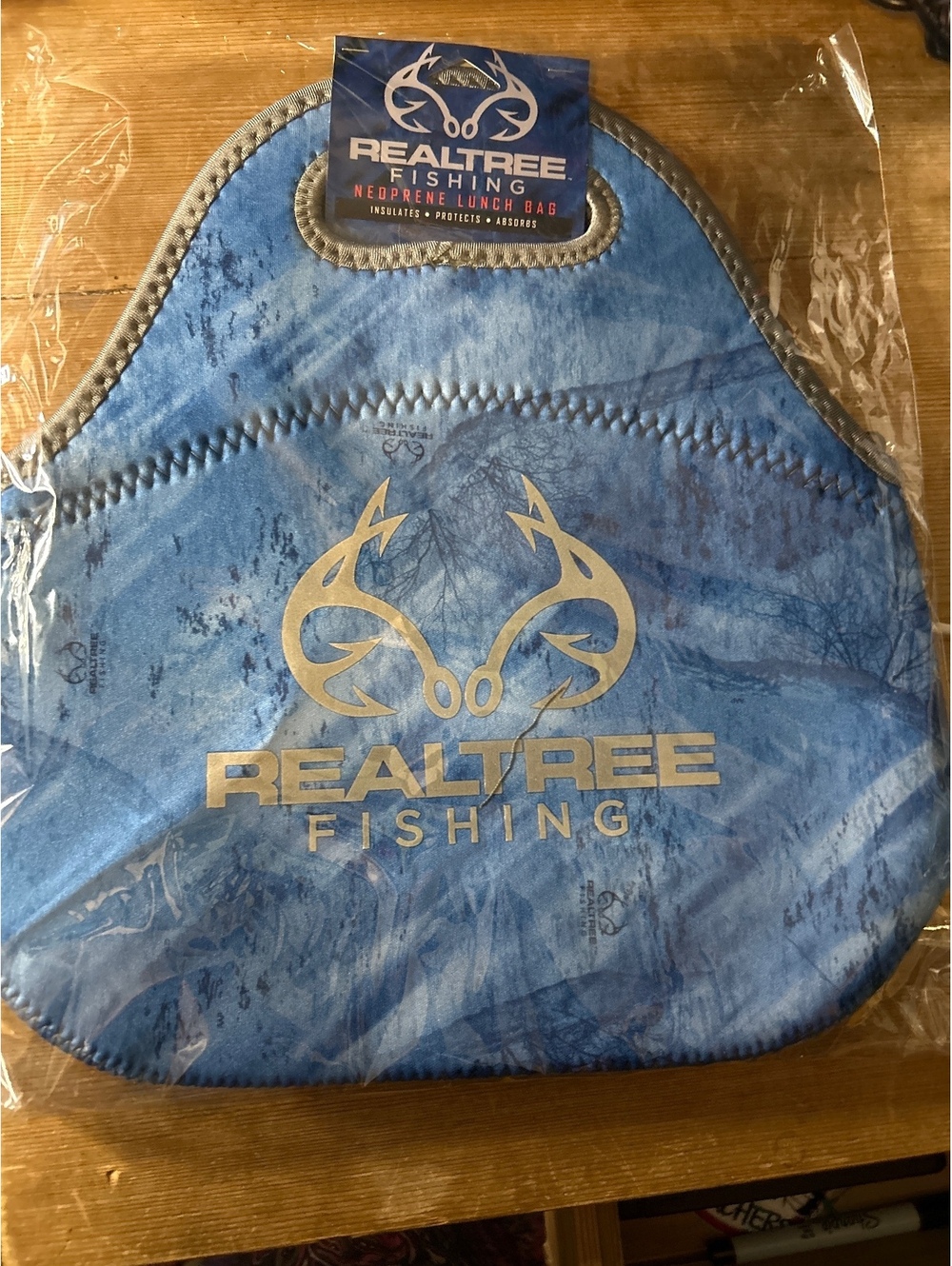Realtree Fishing Neoprene Lunch Bag Blue Camouflage